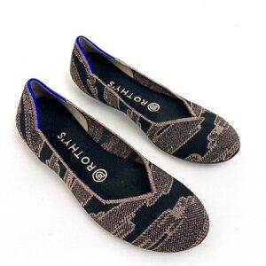 Rothy’s The Flat Women’s Size 9 Rose Gold Shimmer Black Ballet Flats Shoes